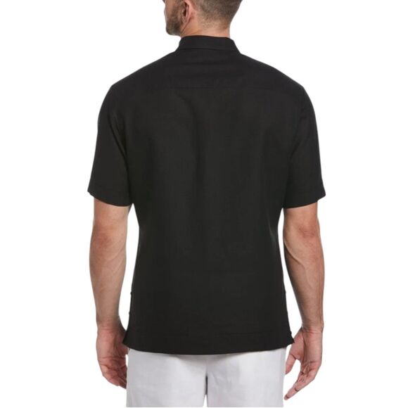 CUBAVERA Men's Linen Blend No Pocket Guayabera Shirt Size Large Black - Picture 2 of 16